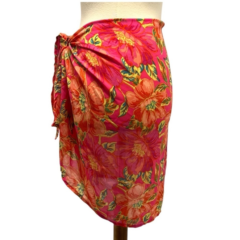 Beach Riot Melanie Miami Peony Pink Floral Sarong Swim Wrap Women’s One Size - Picture 5 of 10